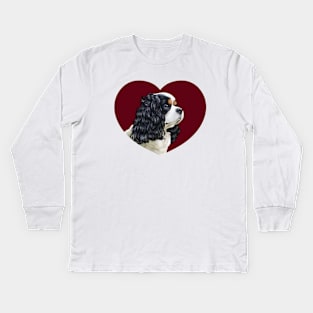 Cavalier King Charles Spaniel - Tri in a Heart Kids Long Sleeve T-Shirt